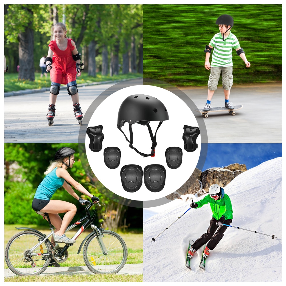 Børns multisport beskyttelsesudstyr sæt 7 in 1 beskyttelsesudstyr hjelmpads sæt til scooter skateboard rulleskøjter cykling