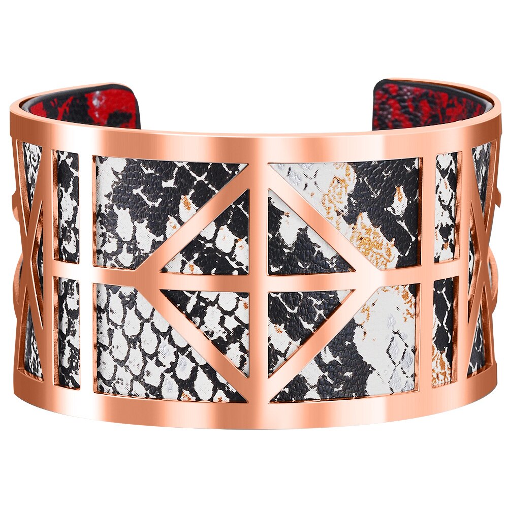 Rosa ouro manguito pulseira de couro do plutônio oco para fora ímã botão pulseira georgettes jóias indianas pulseiras amor pulseiras pulseiras: 4CM-C