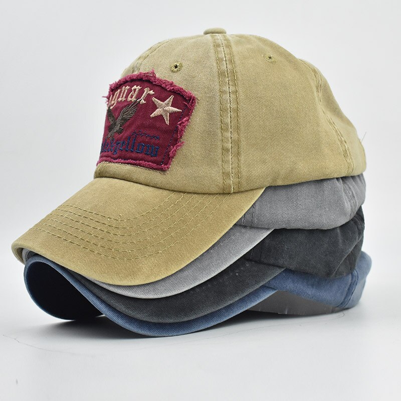 Stil broderad örnhatt antik finish via sköljande baseballkeps matchande snygg kille dam hatt i ren bomull