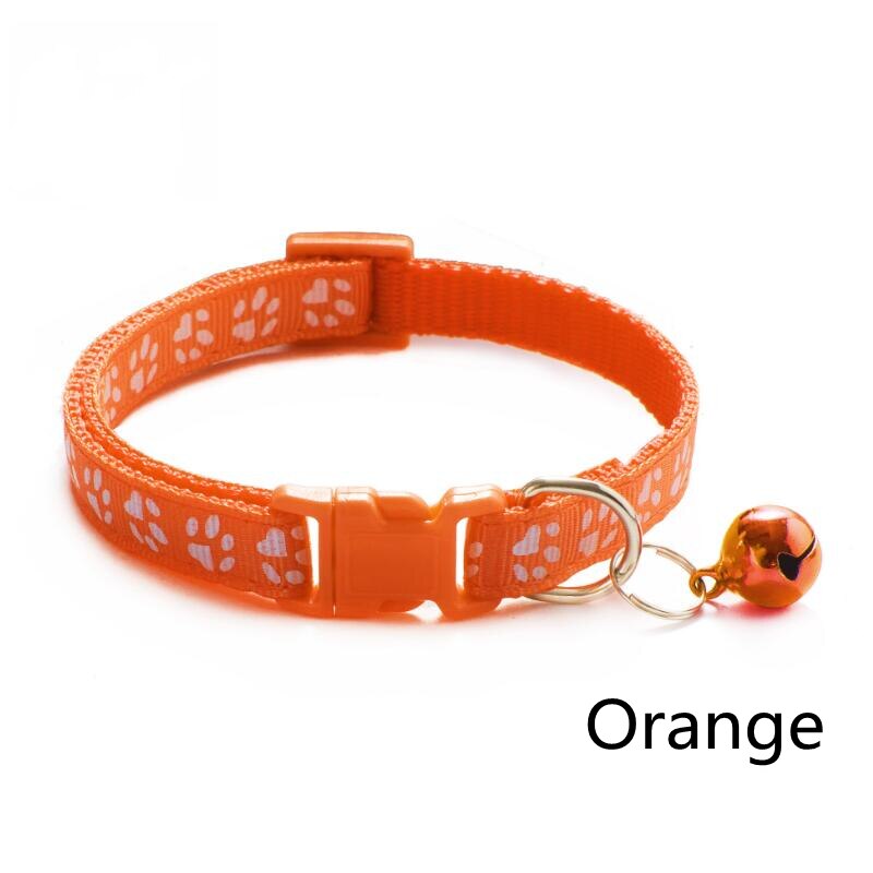 Collier avec clochette pour animal de compagnie,accessoire coloré pour chat, avec boucle réglable, sangle pour chats et petits chiens, Chihuahua: Orange