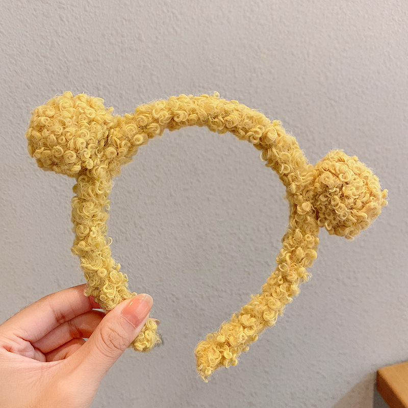 Nuevas niñas lindas orejas de oso aros de pelo de felpa para niñas niños encantadoras diademas diadema niños accesorios para el cabello de de invierno: Verde