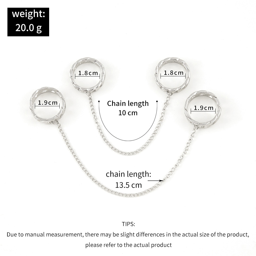 2 Stks/set Punk Lange Kwast Ketting Ringen Voor Vrouwen Hip Hop Mannen Zilver Kleur Hollow Geometrische Paar Ring Set Mode partij Sieraden