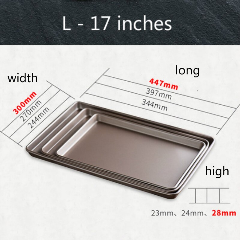 1 thick oven cake baking tray rectangular baking tray cake biscuit pie pizza baking tray non-stick kitchen baking tray: QP L 17  inch