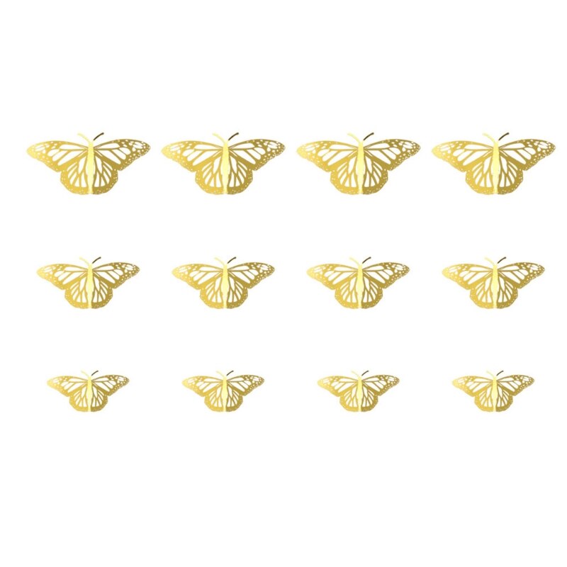 Autocollants muraux papillon 3D creux, 12 pièces, décoration de la maison, pour chambre d'enfants, pour chambre de filles: 04