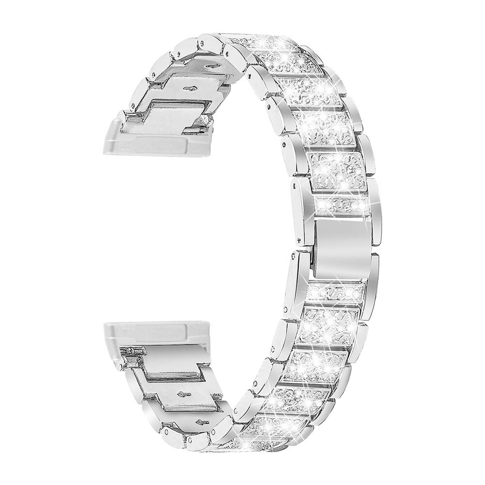 Smykker bling bånd til fitbit sense/versa 3 bånd til kvinder mænd erstatning rhinestone armbånd metal rem til fitbit versa 3: Sølv / Fitbit versa 3