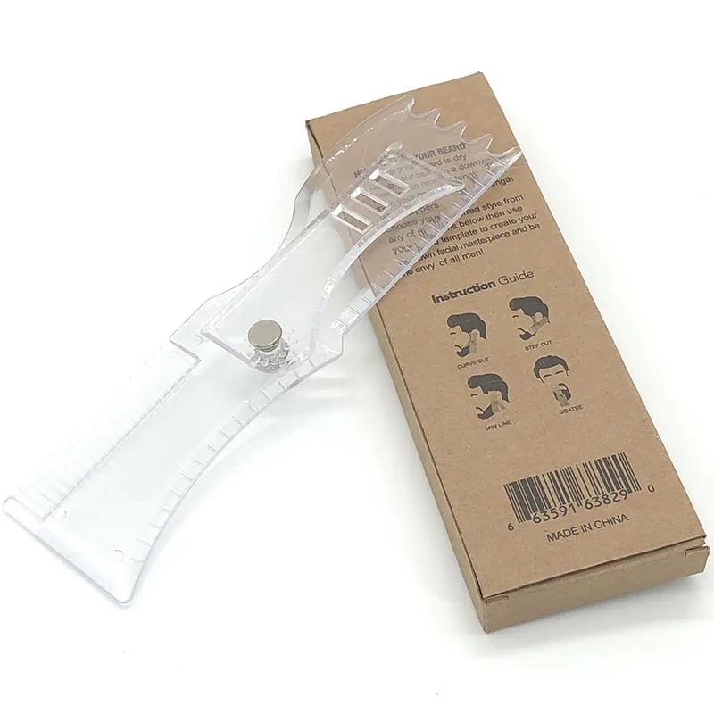 Baard Shaper Kit Verstelbare Baard Stencil Tool Voor Mannen 3 In 1 Baard Gids Vormgeven Styling Tool Roterende Snor Sjabloon Liniaal: Rose Rood