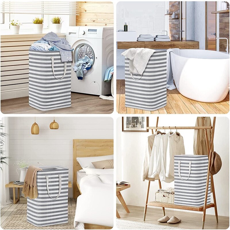 Lot De 2 Paniers à Linge Pliables WELLENBORG - Grand Volume 82L - Chambre Enfant
