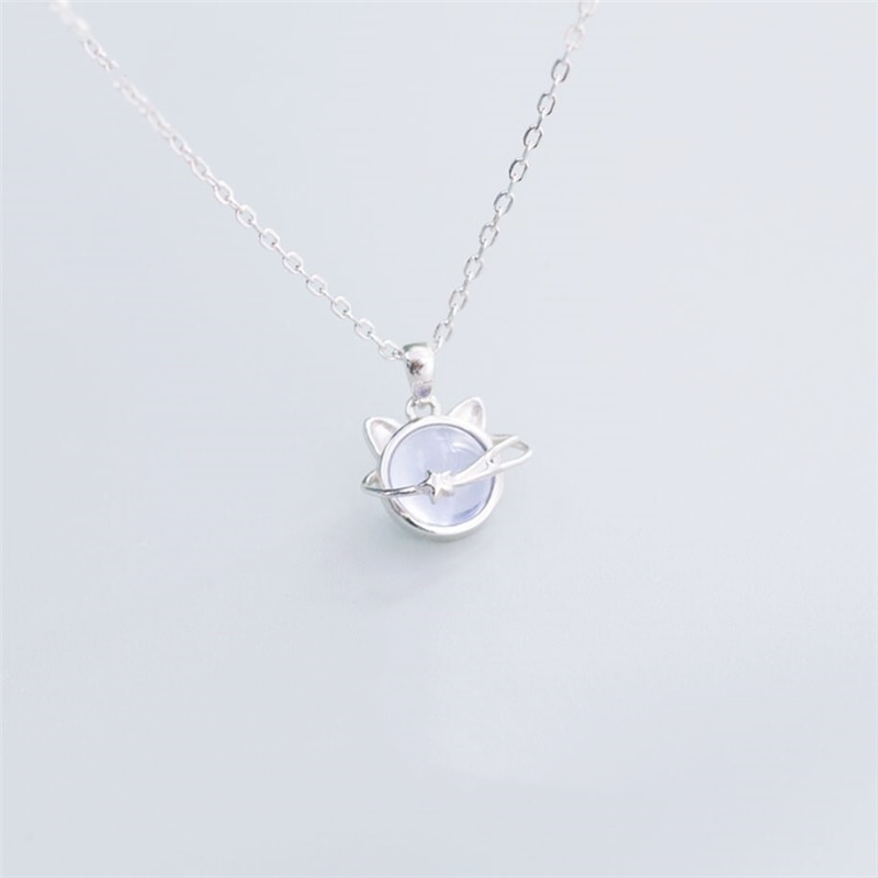 Sole Memory Original Cat Planet Simple Cute 925 Sterling Silver Clavicle Chain Female Necklace SNE540