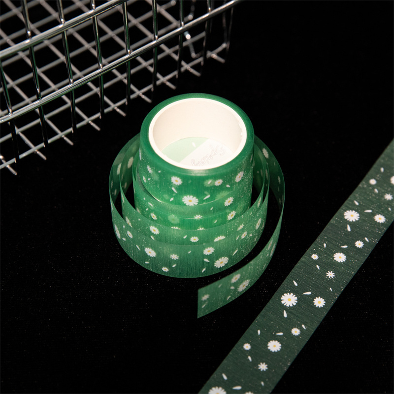 1 rollo de cinta Washi de flores exquisita brillante de 3m, cinta adhesiva decorativa DIY para chica, caja de para estudiantes, cinta de embalaje, papelería: Amarillo