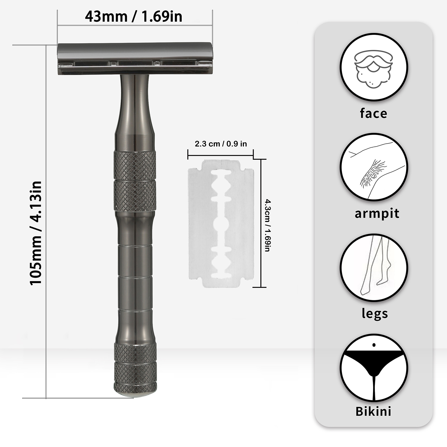 Rasoir de sécurité réutilisable, rasoirs à lame unique pour hommes, avec 10 lames DE rasoir à double bord revêtues de platine, rasoir DE débutant