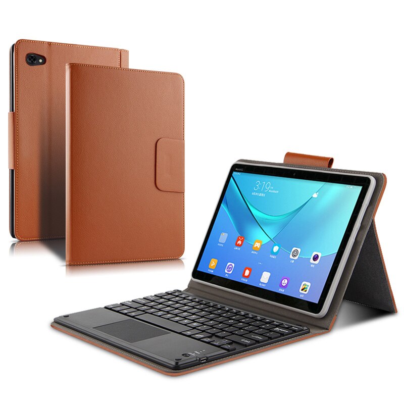 Fodral för huawei mediapad  m5 lite 10 10.1 "fodral bah 2-w09 bah 2-l09 bah 2-w19 magnetiskt löstagbart bluetooth-tangentbordsfodral: Brun