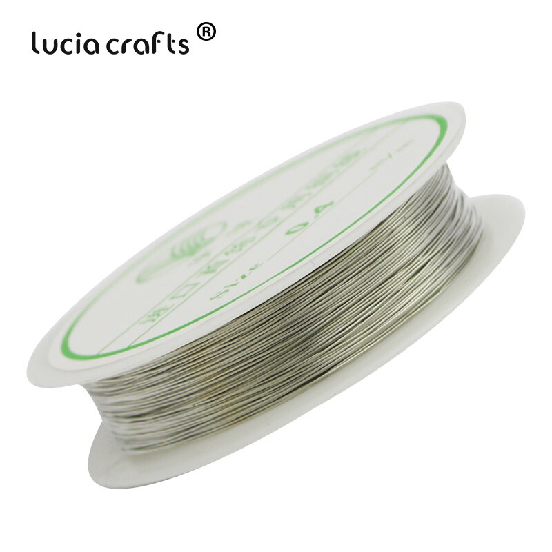 Lucia håndværk 0.3/0.4/0.5/0.8mm sliver perletråd metal håndværk ledning perle hånd tablet 1 rulle / pakke  i0204: Sølv 0.4mm