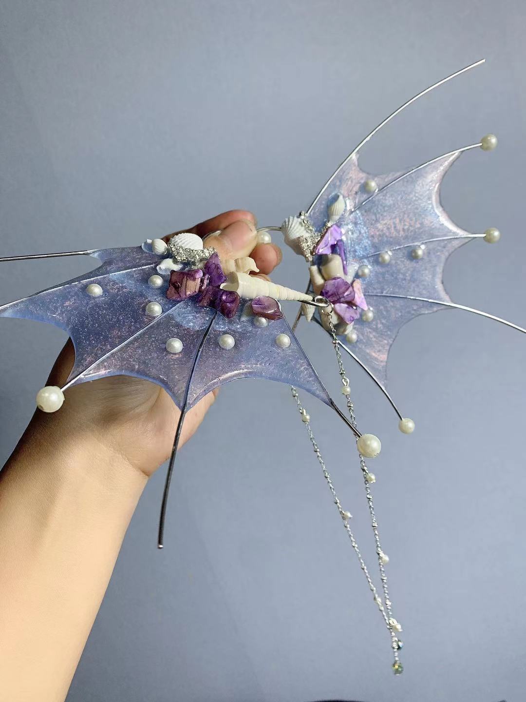 Beautiful Mermaid Elf Fairy Cosplay Ear Halloween Party Dress Up Forest Spirit Fish Cosplay Props Festival Headdress: Silver