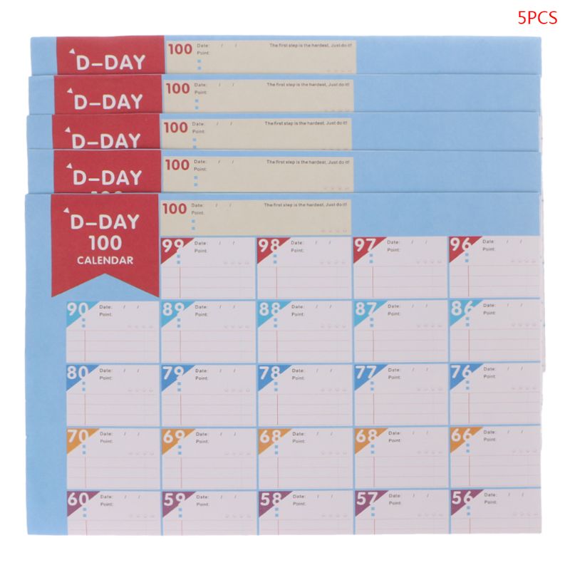 5 stk 100 dage nedtælling kalender skema læringsmål arbejdsplanlægger periodisk dagsorden bord kontorartikler