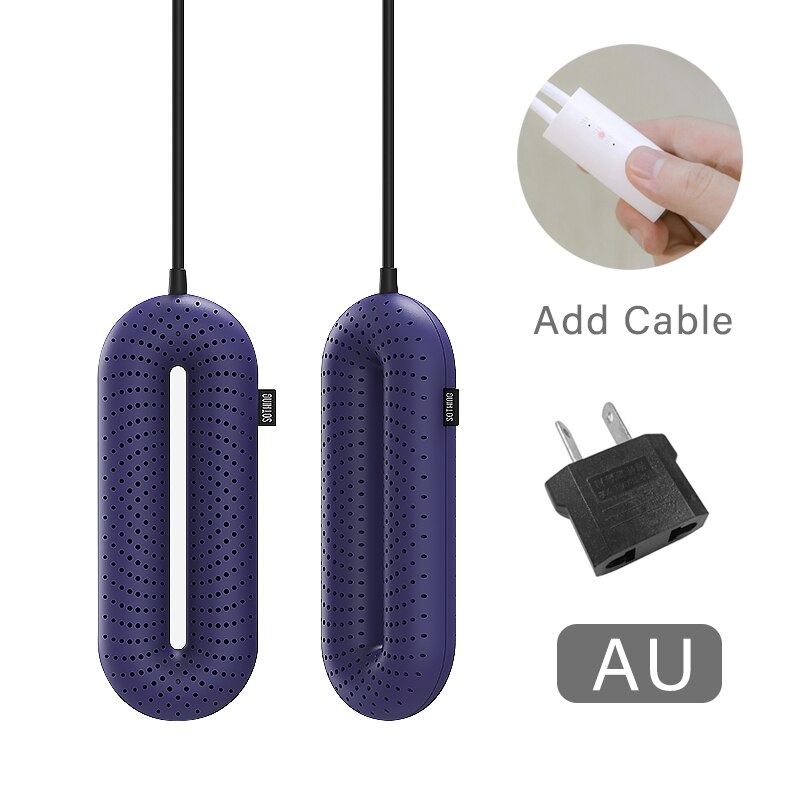 Mijia-secador de zapatos portátil esterilización eléctrica UV, secado a temperatura constante, desodorización: Purple AU Add Cable