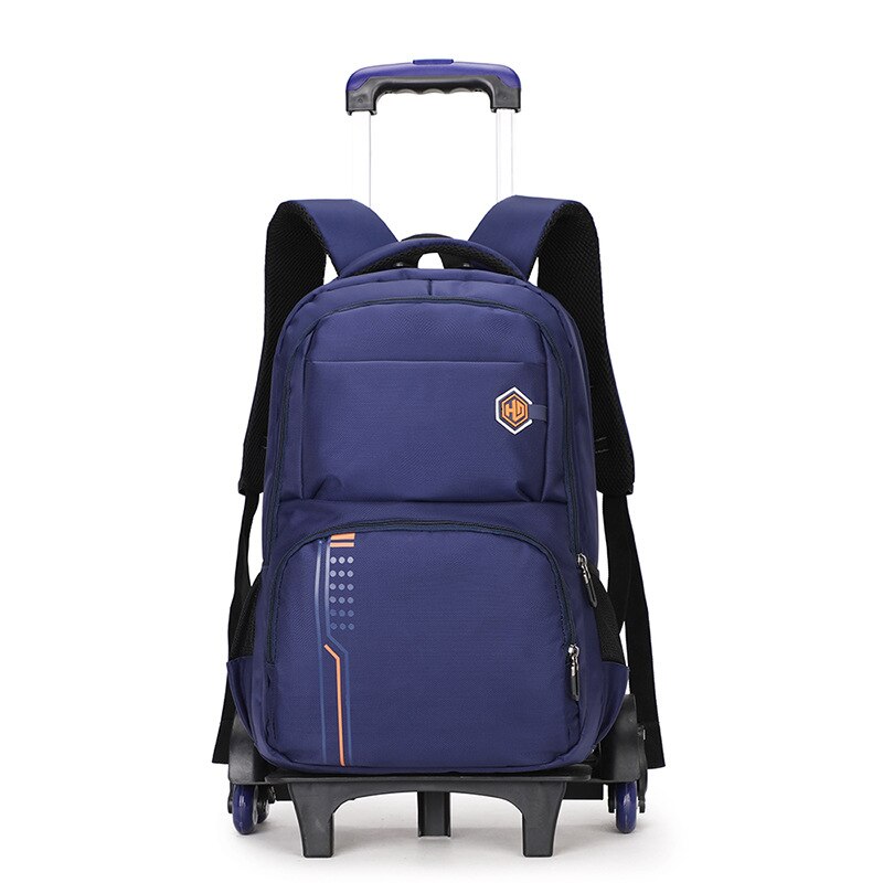 Sacs à dos d'école pour enfants, 2/6/ grandes roues, sac à dos à roulettes amovible, sacs d'école à roulettes, grande capacité, cartable bleu foncé