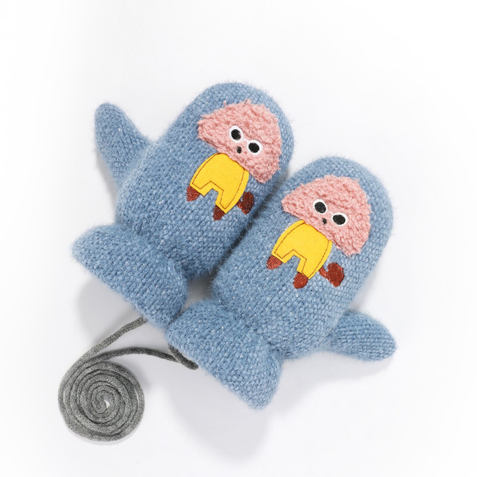Vintage Cartoon Gestrickte Kinder Sport Handschuhe Frauen Verdicken Touchscreen Handschuhe Winter Warme Schnee Volle Finger Handschuhe Weihnachten