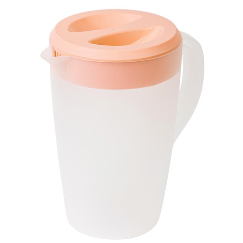 1pc Heat-Resistant Cold Water Bottle Water Jug With Handle Juice Pitcher Jug Household Plastic Cold Water Bottle: 18.5x16.5CM / Pink