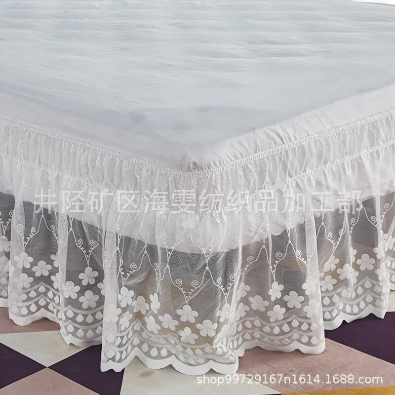 Dubbel/full storlek/drottning/king size-säng kjol hem sängöverdrag utan yta elastiskt band spets säng kjol sängkläder hotell sängöverdrag: Stil 01 / 150 x 200 x 45