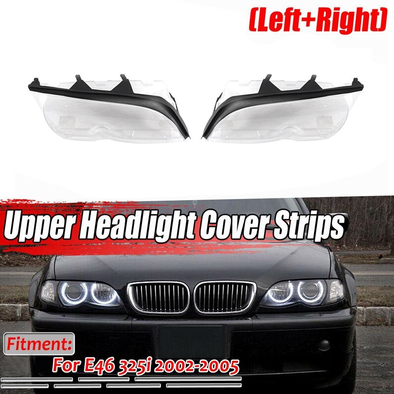 1Set Auto Scheinwerfer Linse Klar Objektiv Abdeckung mit Abdichtung Dicht Streifen für BMW E46 320I 325I 325Xi 330I 330Xi 4 tür 2002-2005 Hea