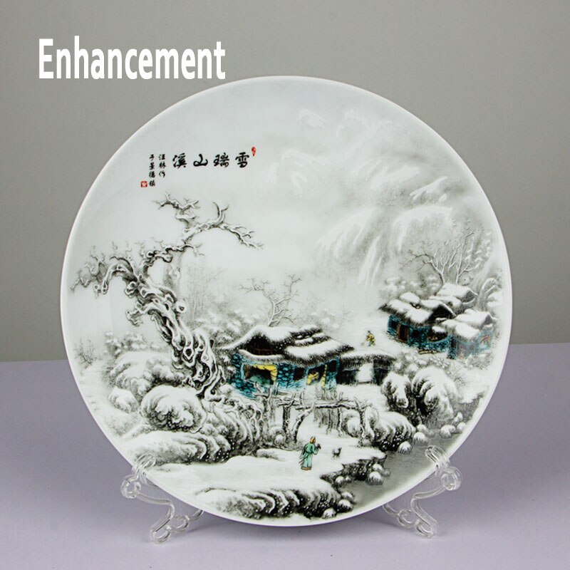 Kinesisk stil heldig keramisk ornamental plade kinesisk dekoration fad plade porcelæn plade sæt bryllup: F