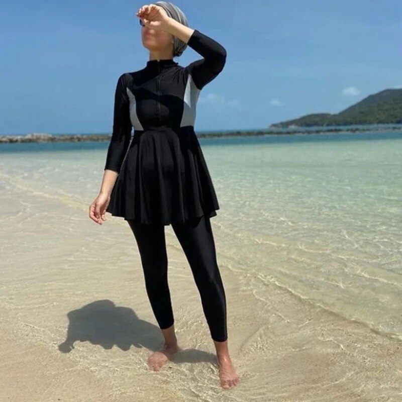 Traje de baño musulmán conservador para mujer, bañador árabe, turco, pakistaní, islámico, Burkini