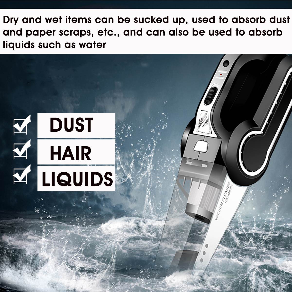 Wireless Cordless Car Vacuum cleaner Vacuuming Automobile Auto Portable Handheld Vacuum Cleaner Wet Dry Use USB Rechargeable