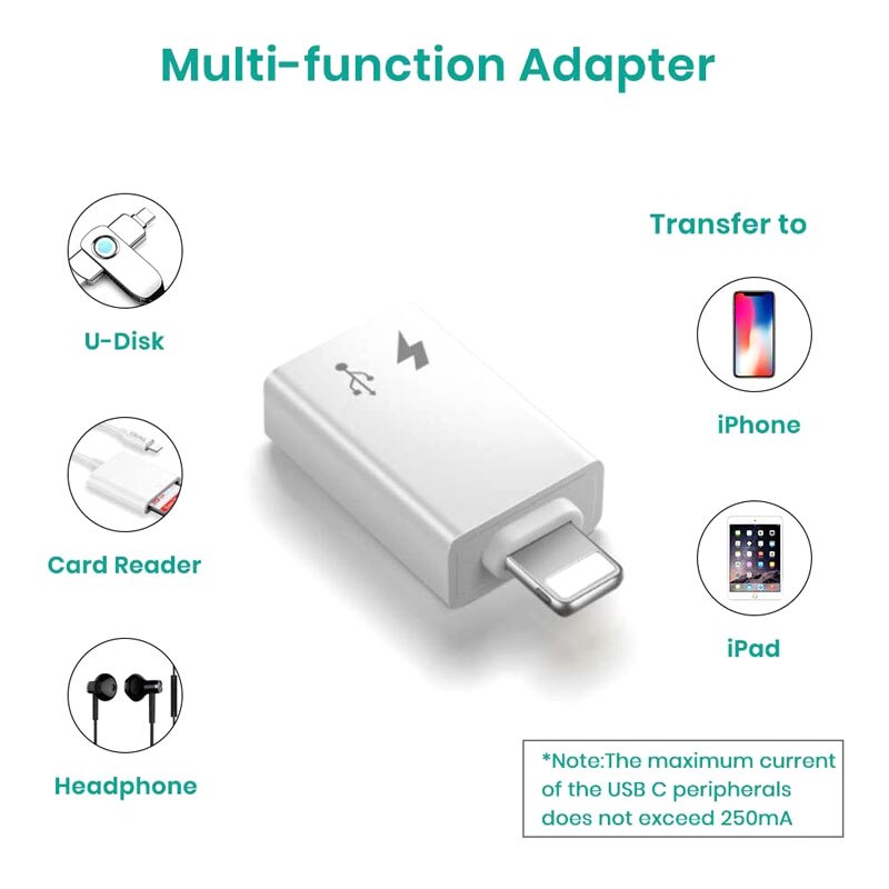 MeloAudio-Adaptador USB OTG Lightning macho a USB 3,0, carga para iOS 15, para iPhone 13, 12 Pro, XS, Max, XR, 6s Plus, iPad