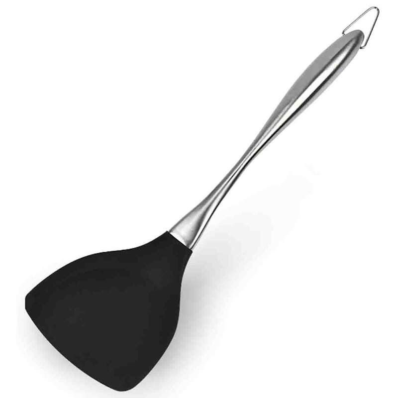 Honglida Premium Silicone Wok Turner BPA Free 600 Fahrenheit Spatula Stainless Steel Handle 14-1/5 Inch for Non Stick: Default Title