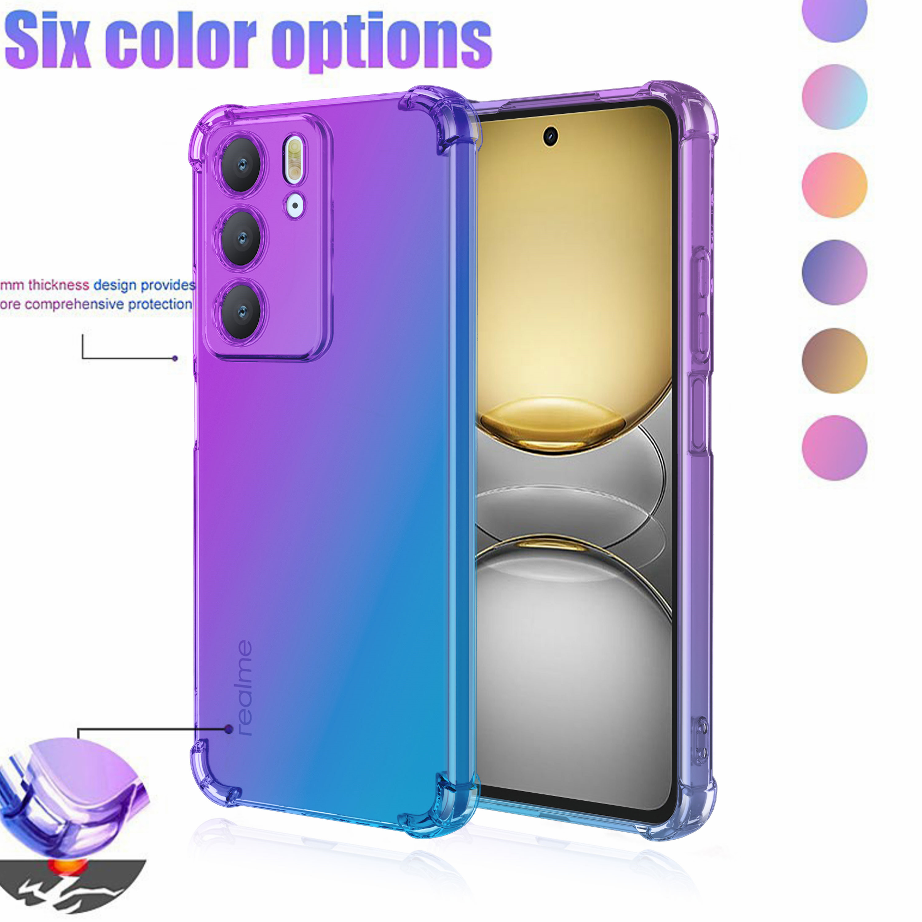 Coque Airbag en TPU dégradé antichoc pour Realme C75 4G, housse de protection, Coque Capa Fundas