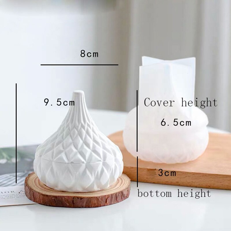 Recipiente para velas de hormigón con tapa, molde de silicona para almacenamiento de cemento, recipiente redondo para velas, contenedor: A-mold