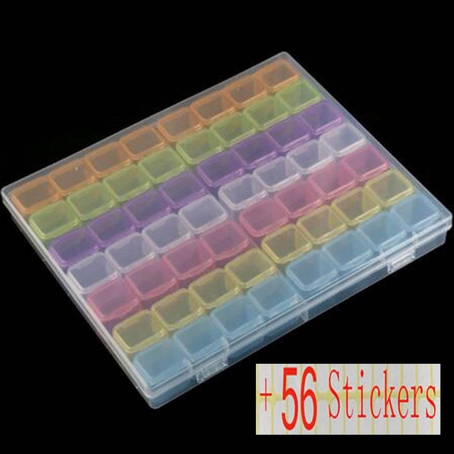 56/28/64 Grid 5d Diamond Painting Accessories Storage Box Diamond Painting Drill Storage Box Transparent Container For: 56 color box stick / 3set