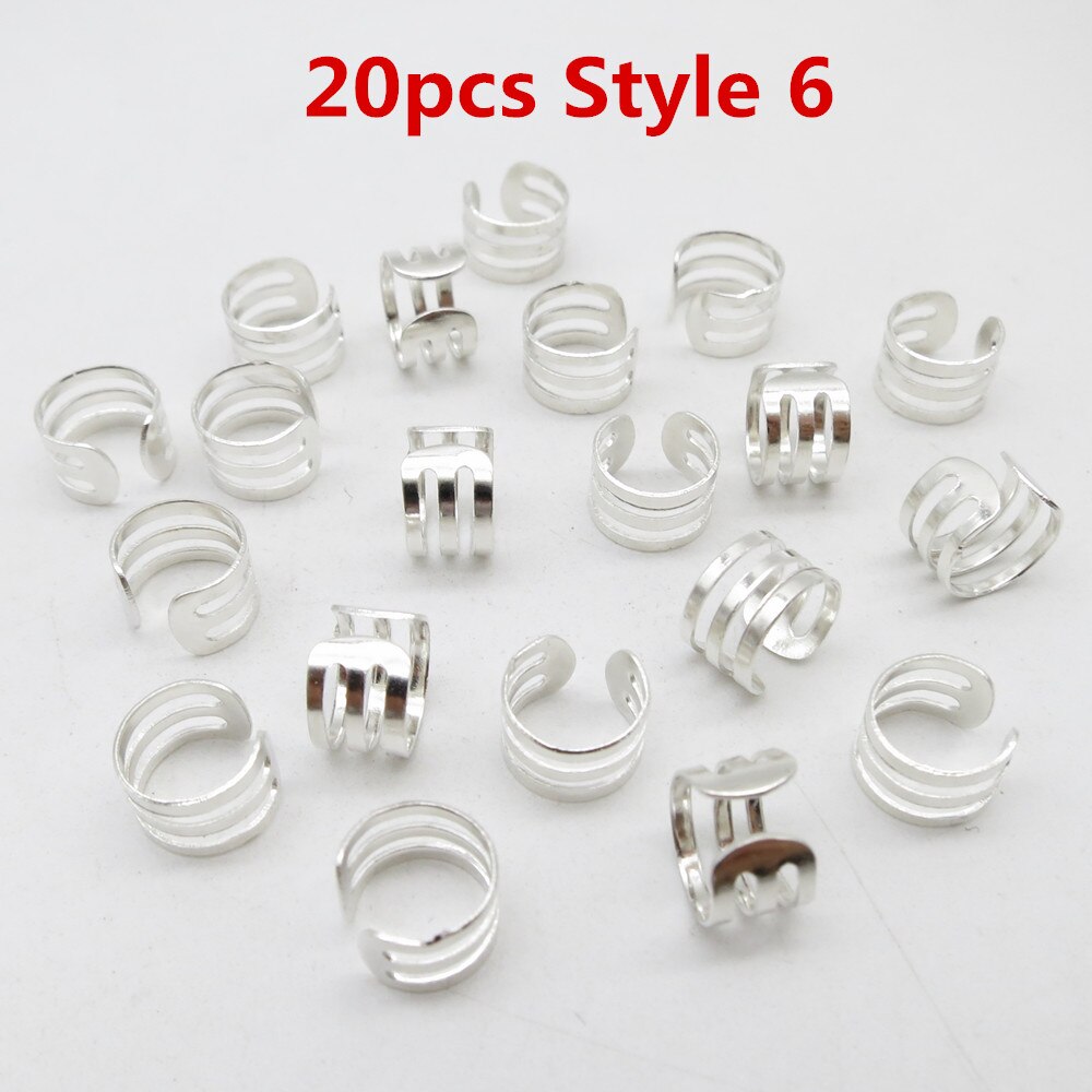 10 stk /20 stk justerbar viking hår Grue seg fletter dreadlock skjegg perler mansjetter klips til hår kvinner menn tilbehør: 20 stk stil 6