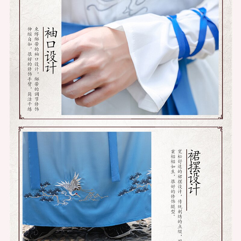 Traje chino Hanfu bordado tradicional para hombres, traje Oriental de espadachín, danza folclórica, ropa de actuación, Cosplay