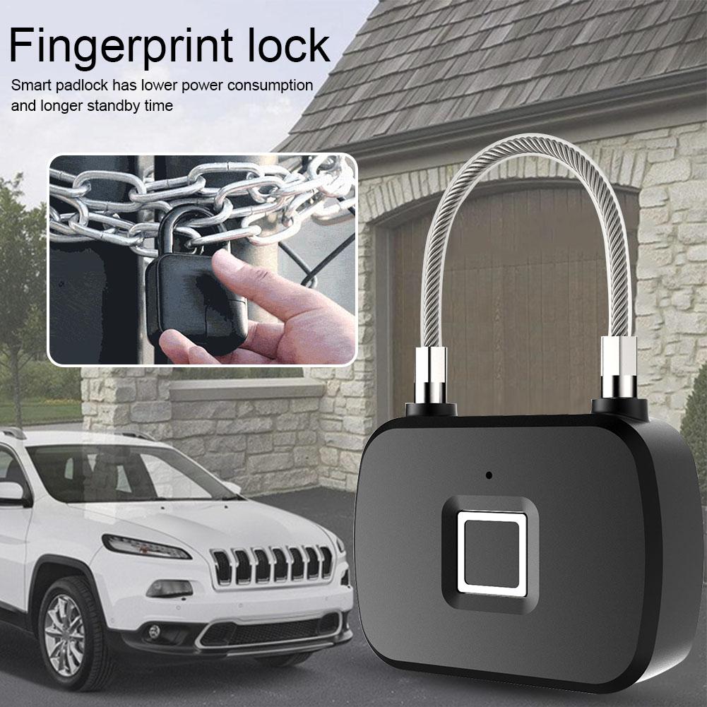 Smart Lock Fingerprint Outdoor Luggage Lock Bag Padlock with Metal Waterproof Suitable for Gym School Locker Travel Luggag