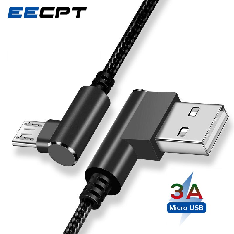 EECPT 3A Micro USB Charger Kabel 90 Graden Opladen Data Draad Microusb Telefoon Kabel voor Android Samsung S7 S6 Xiaomi honor Cord