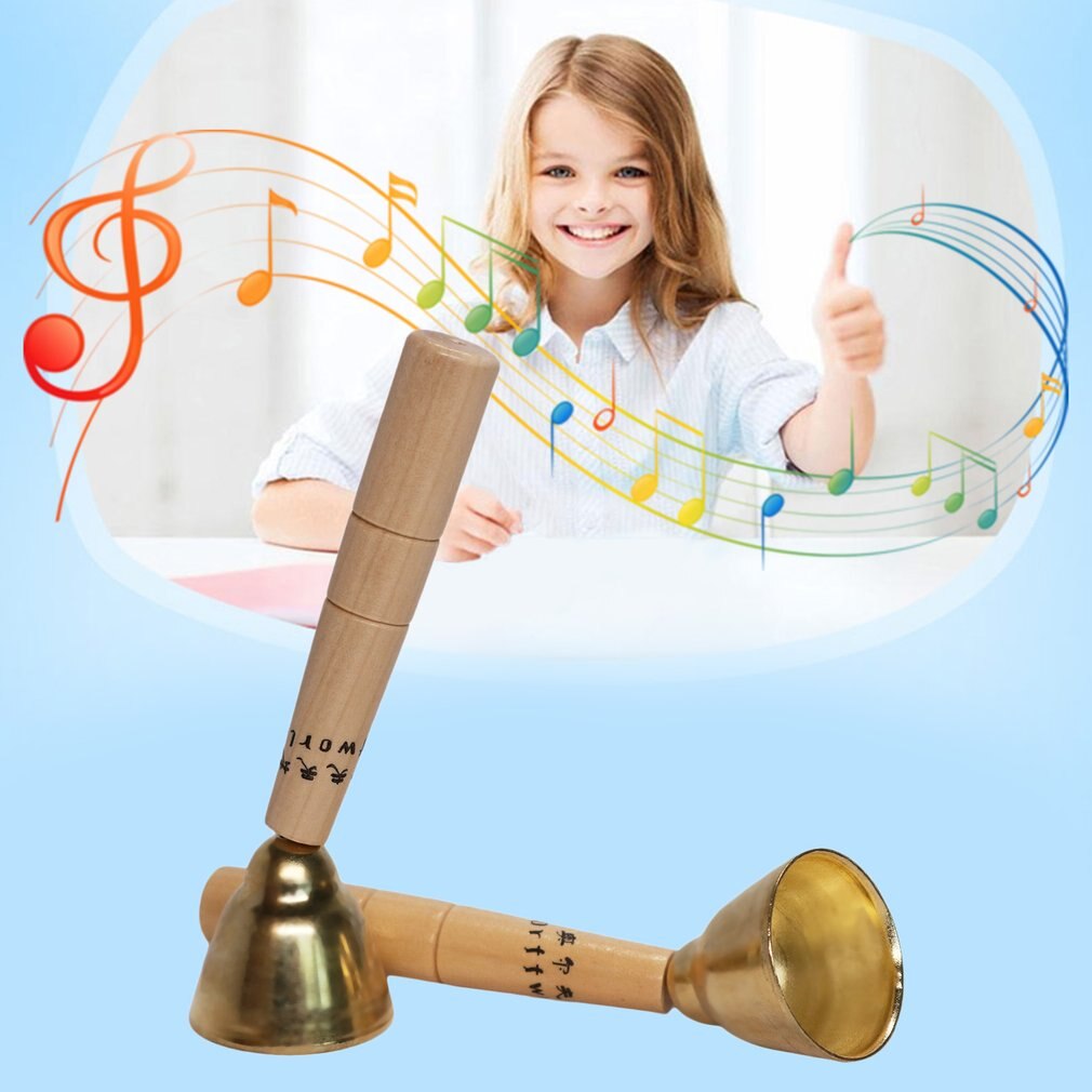 Barn hånd klokke orff verden træ berøring klokke træ håndtag kobber musikalsk legetøj børn dunket musikinstrument