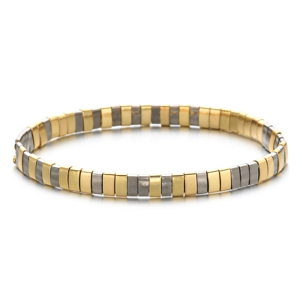 Smzy pulseira feminina com miçangas do arco-íris, artesanal e elástica, com pingentes da amizade, pulseira feminina: HGSL064