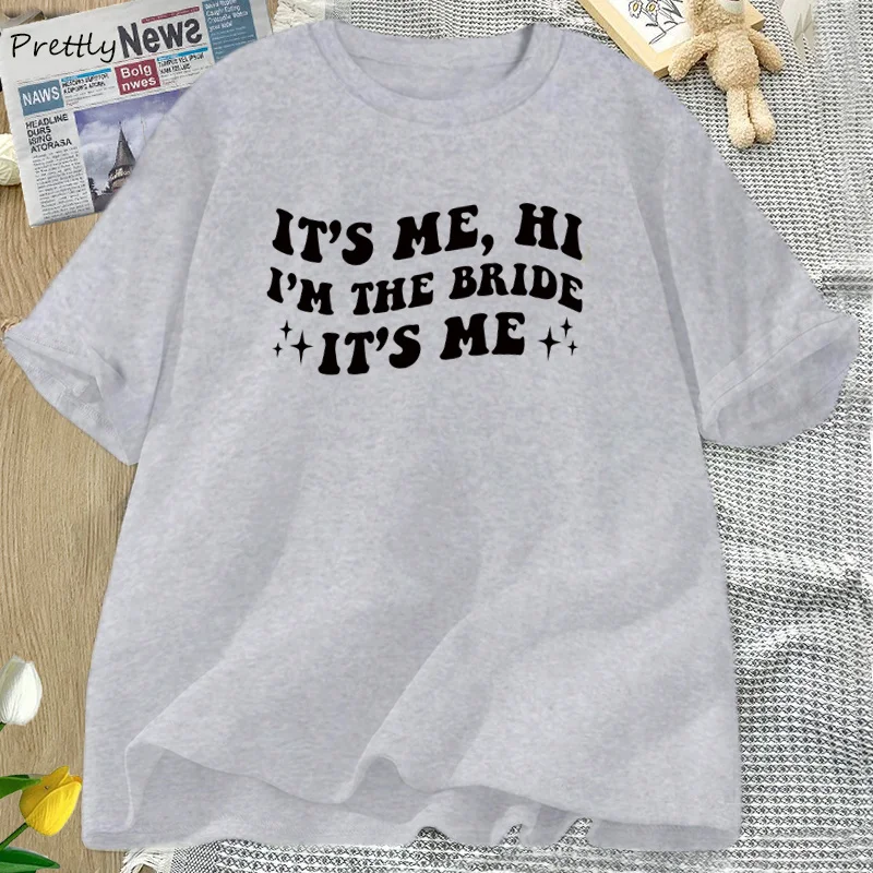 Det er mig, hej, jeg er bruden, det er mig, t-shirt til kvinder, sjov retro, groovy brud, brude-polterabend-t-shirt med korte ærmer, bomulds-t-shirt med tøj: Xxl / Grå
