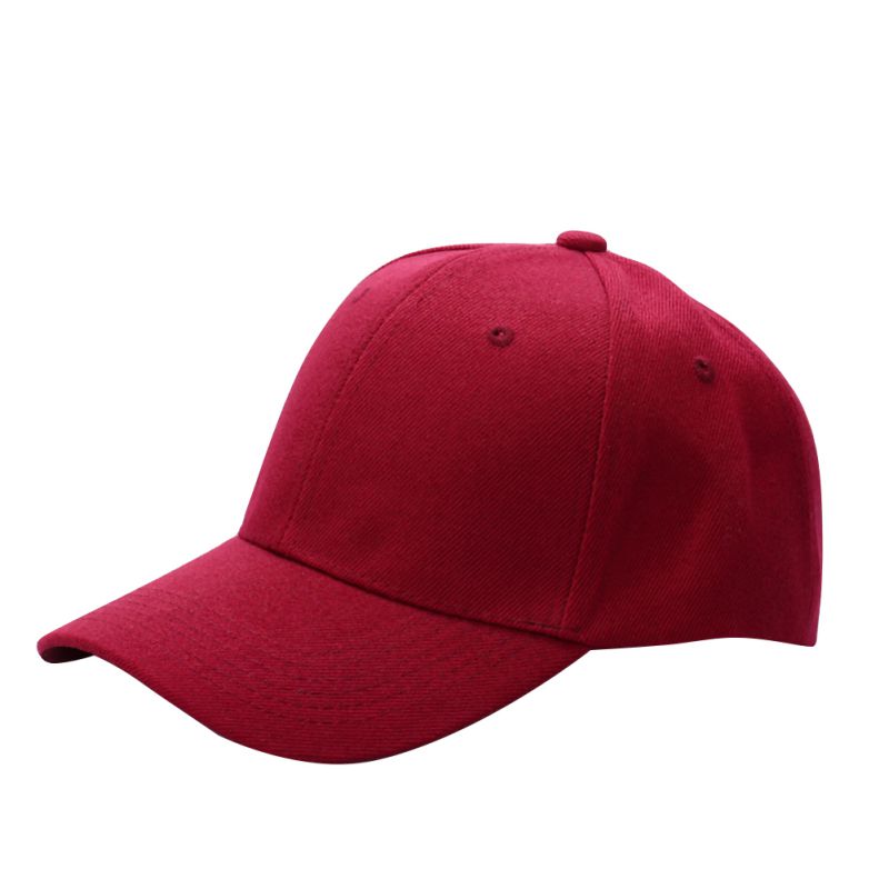 Men Women Plain Baseball Cap Unisex Curved Visor Hat Hip-Hop Adjustable Peaked Hat: Red Wine