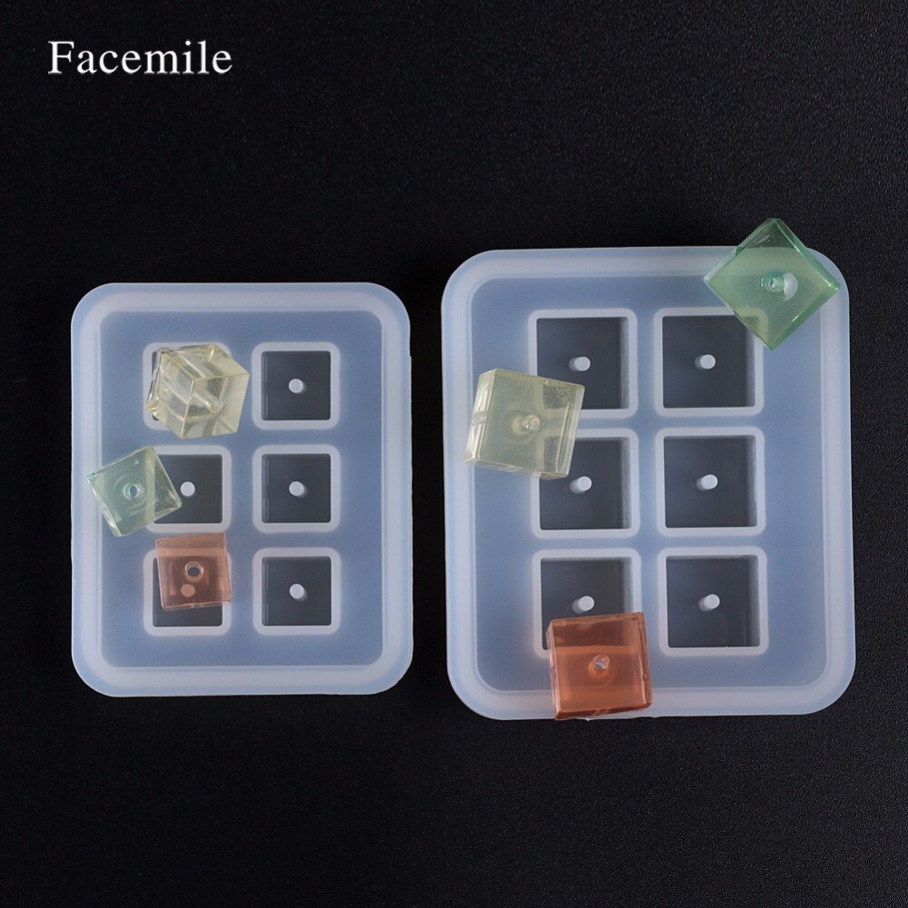 Facemile Transparent Rectangle Silicone Bead Mould Square Ball 6 Holes DIY Epoxy For Jewelry Mold Cake Decoration Tools