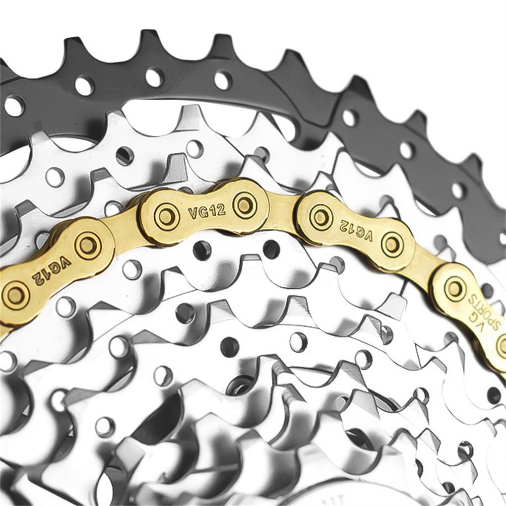 Bike Chain Mountain Bike 12 Speed Carbon Steel Chain Road Bicycle Accessory Replacement for Shimano, Silver