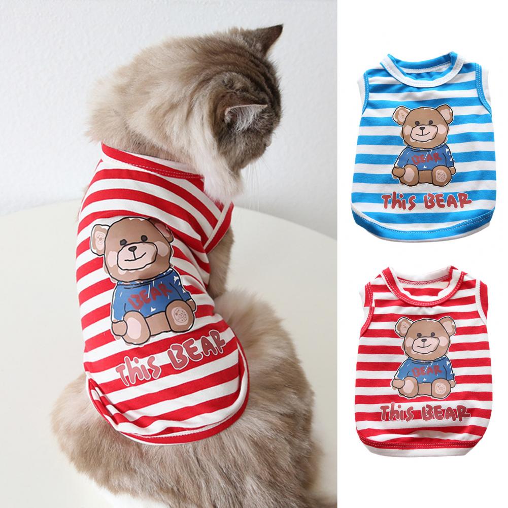 Nuttig Hond Mouwloos Shirt Voorkomen Benauwdheid Dierbenodigdheden Huisdier T-shirt Hond Shirt Gestreepte Patroon Voor Home Hond Vest