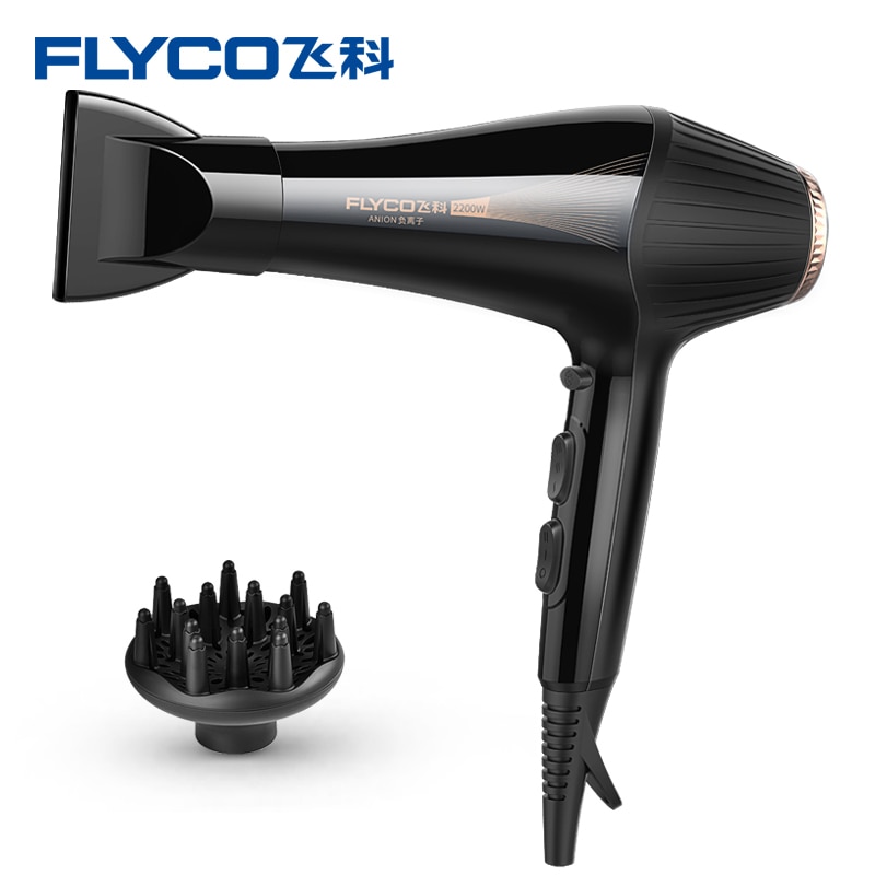 FLYCO 220V Blow Dryer 2200W Electric Hair Dryer Household Strong Power Barber Salon Styling Hairdressing Cold Blow Canister