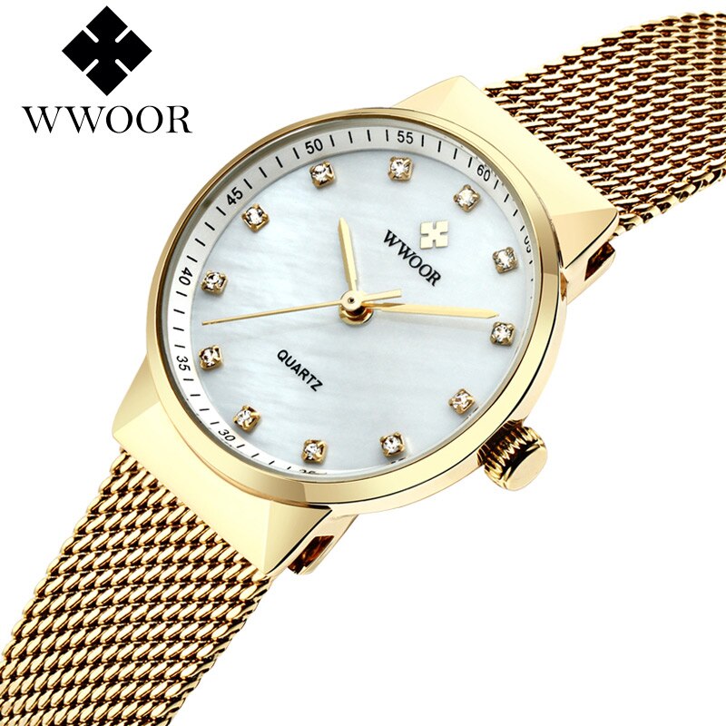 Horloges Vrouwen Top Luxe Kleine Diamant dames horloges Charms Armband Horloges Voor Vrouwen Montre Femme: gold without box