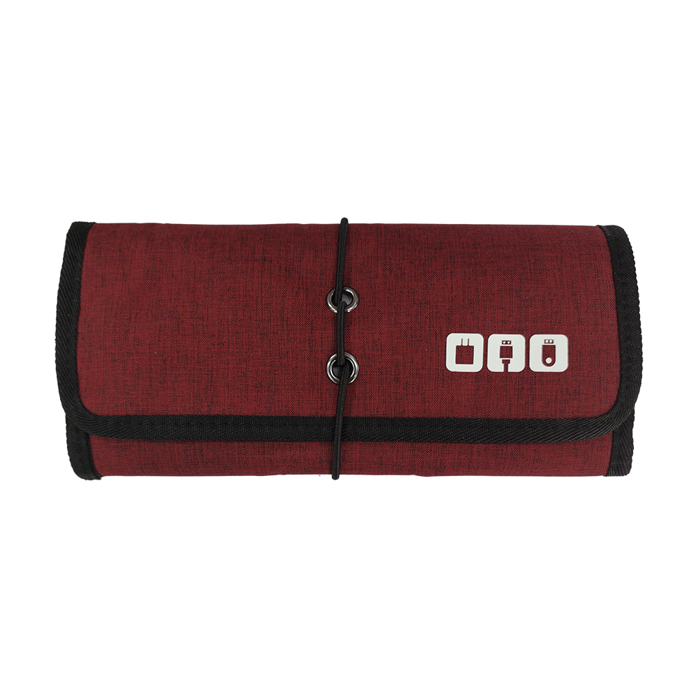 Electronic Organizer Cord Pouch, Travel Cable Charger Phone Accessories Bag Organizer Roll up Tech Carrying Case for USB Cables: Red