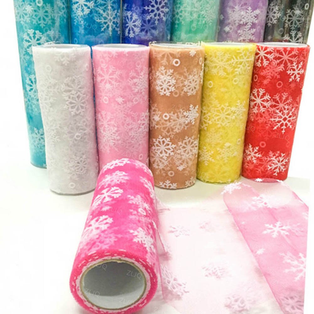 10 yard*6 inch Snowflake Tulle Roll Wedding Background Decor Girls Tutu Skirt Baby Shower Birthday Supply One Spool Roll
