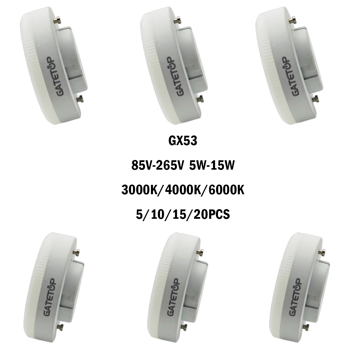 5-20 piezas foco LED GX53 luz de rejilla de armario AC85-265V 5W/7W/9W/12W/15W 120 grados sin parpadeo alto Lumen para interiores