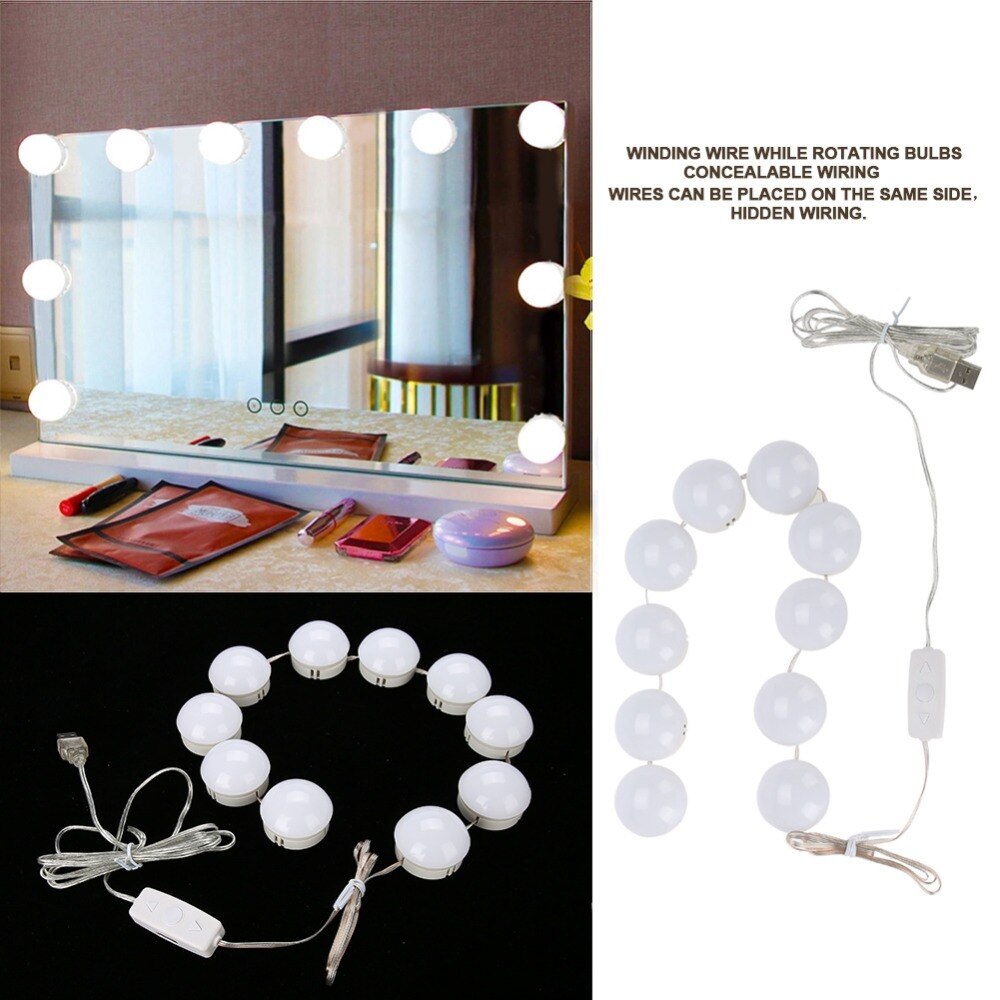 Espejo de luz bombilla maquillaje LED espejo bombilla regulable /tonos fríos de decoración hacer espejos alimentado de Kit de luz