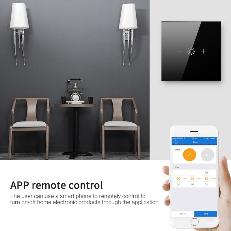 Tuya WiFi Smart Light Touch Switch Dimmer Neutral Wire Required Smart Life APP control Alexa Google Home Compatible 1 Gang EU US
